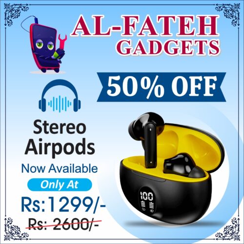Stereo TWS Wireless Earbuds with charging case – black colo