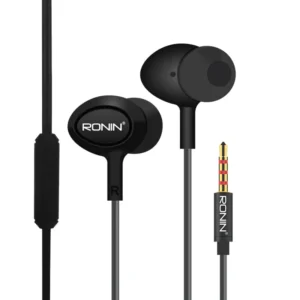 Alt Text: R-9 Handsfree Wired Earphones – Black Color