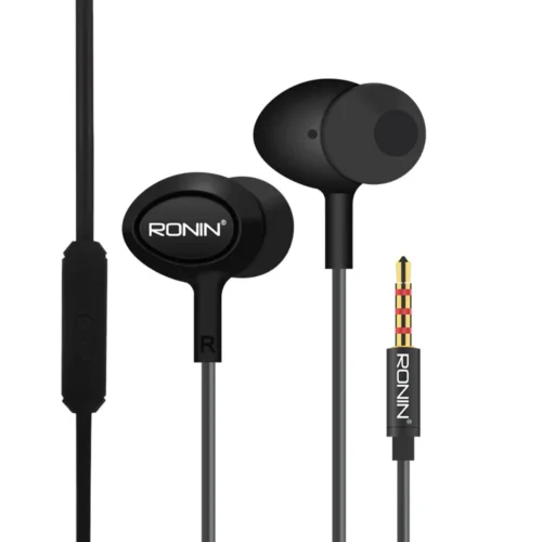 Alt Text: R-9 Handsfree Wired Earphones – Black Color