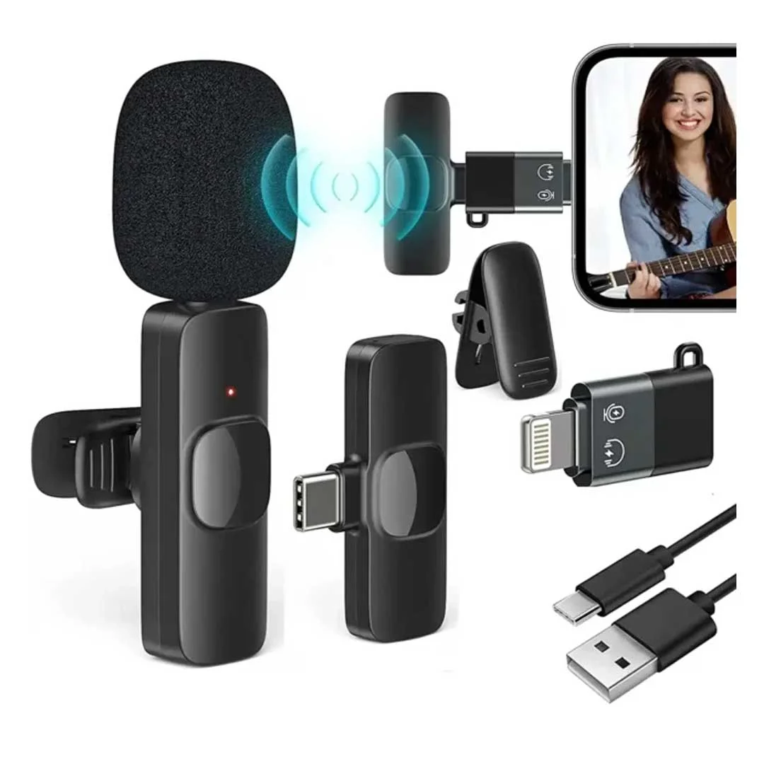 "K8 Wireless Microphone for Android and iPhone – Noise Cancelling Collar Mic"