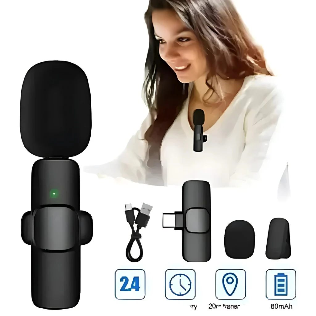 "K8 Wireless Microphone for Android and iPhone – Noise Cancelling Collar Mic"