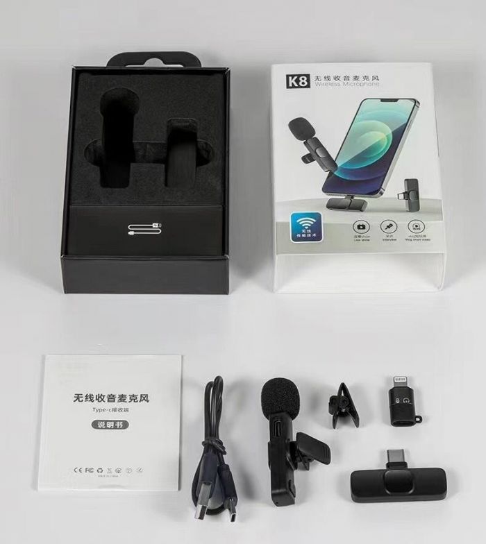 "K8 Wireless Microphone for Android and iPhone – Noise Cancelling Collar Mic"